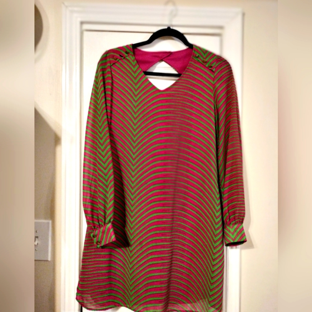 Green and Fushia chiffon dress size small